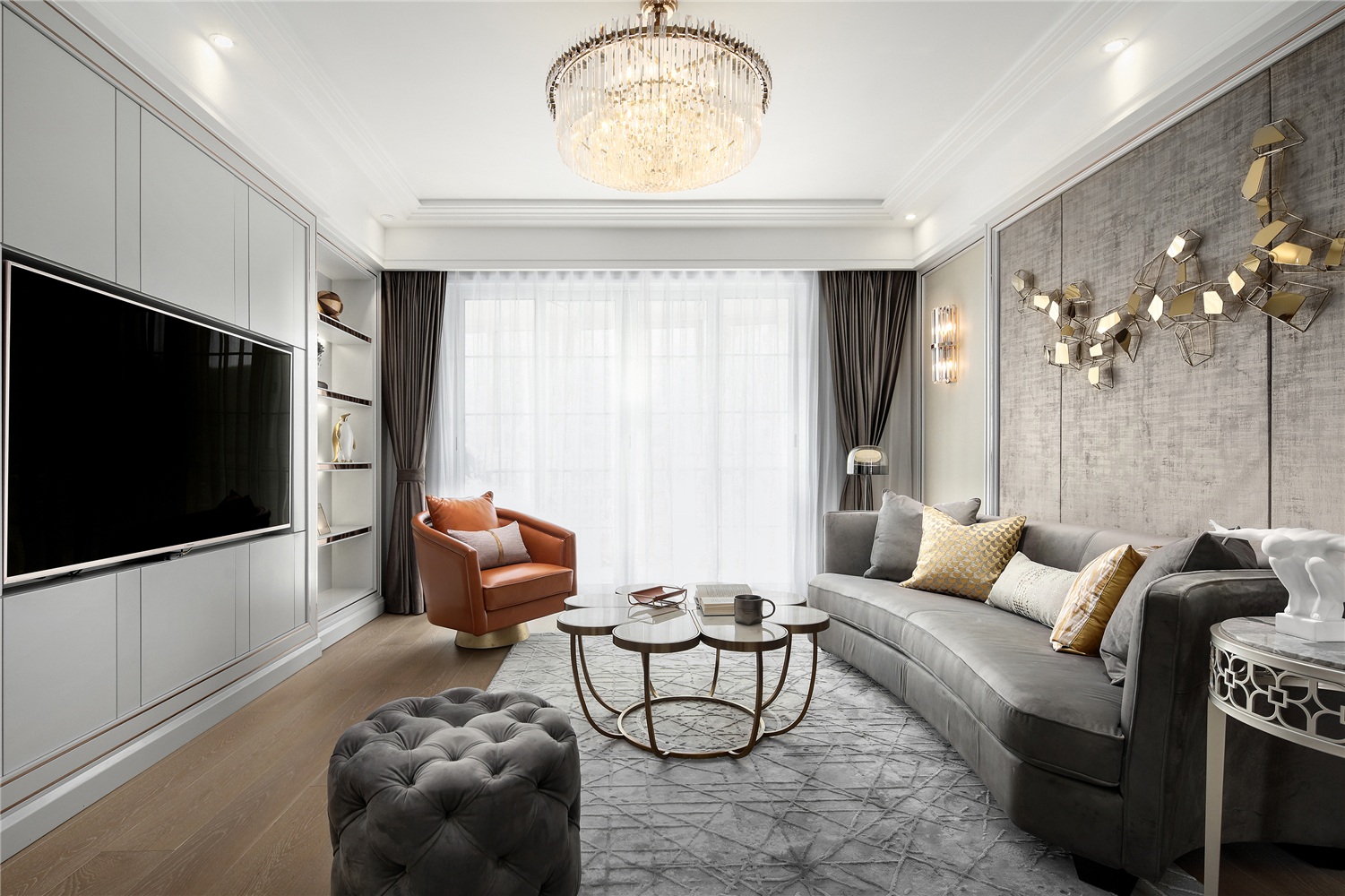 140㎡三居轻奢装修效果设计图